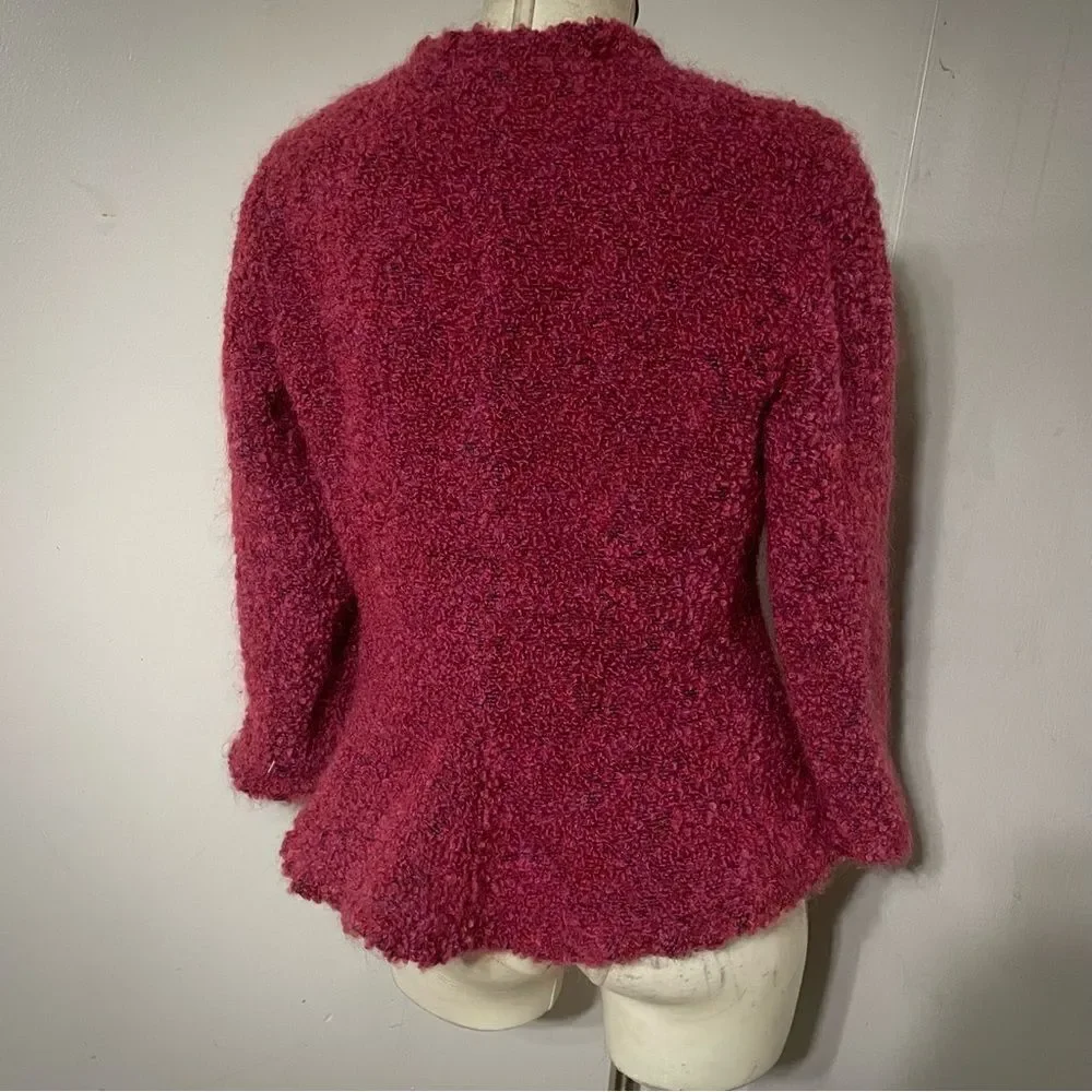 Vintage‎ Armani Collezioni Fuchsia Boucle Peplum Jacket Women's Size 10